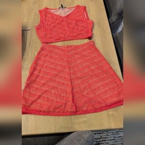 BCBGMaxAzria Coral Lace Skirt Set